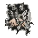 butterflies on hand in smoke tattoo design idea