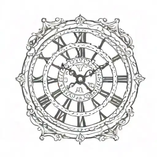 simple clock face with roman numerals tattoo design idea