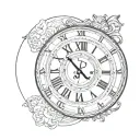 simple clock face with roman numerals tattoo design idea
