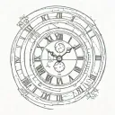 simple clock face with roman numerals tattoo design idea