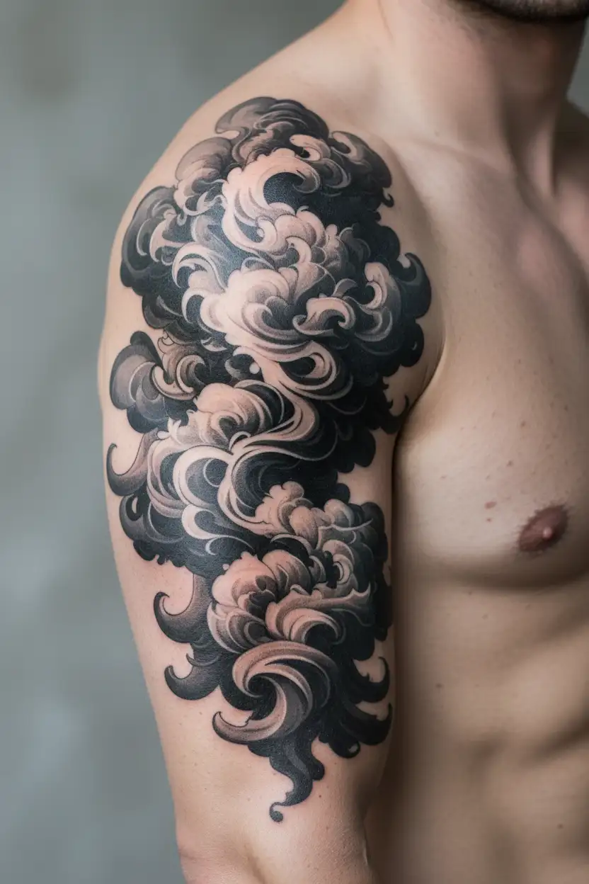 smoke cloud with albanian history style tattoo tattoo design idea