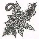 cross with crown of thorns tattoo design idea