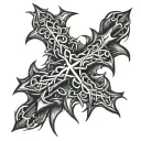 cross with crown of thorns tattoo design idea