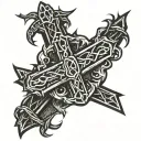 cross with crown of thorns tattoo design idea