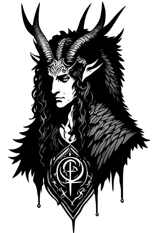 arcangel Uriel with capricorn zodiac sign tattoo design idea