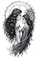 Aquarius and saggitarius mother daughter tattoo design idea