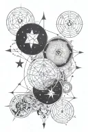 zodiac star constellation intertwined Gemini Libra Capricorn Aries tattoo design idea