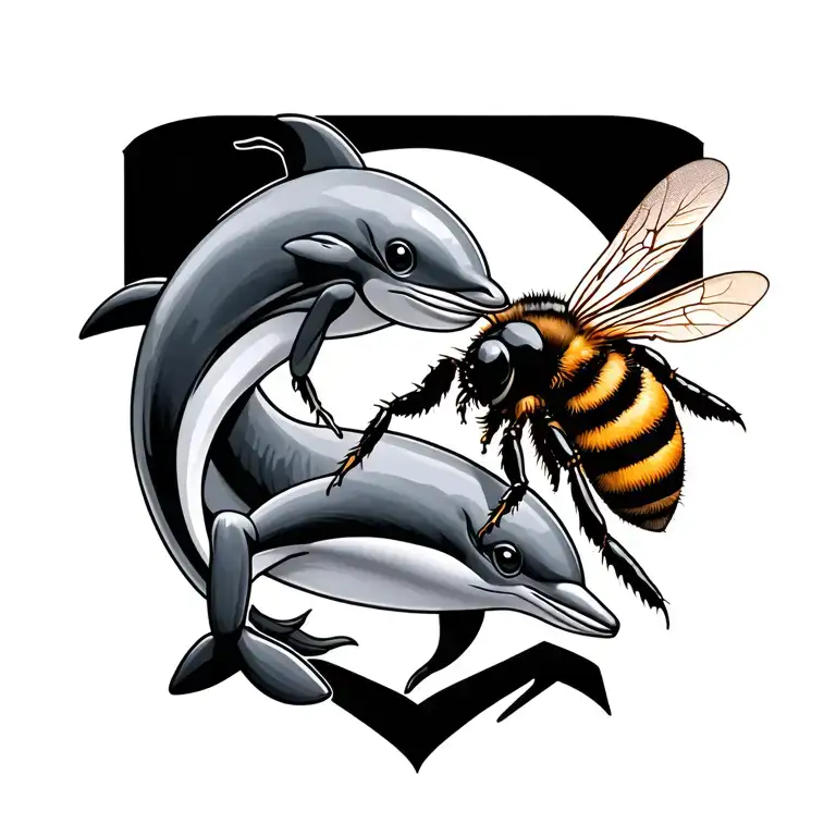 bumblee bee and dolphin tattoo design idea