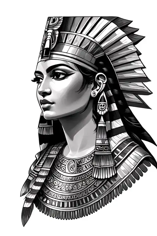 Egytian Cleopatra egyptian goddess with pharao headdress as a portrait tattoo design idea