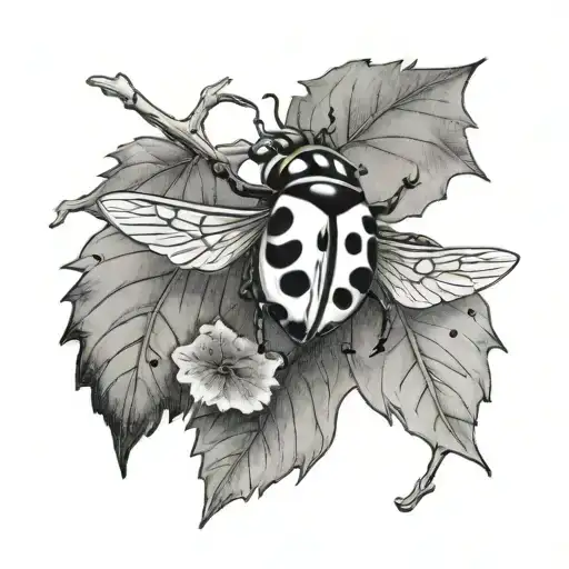 a ladybug flying out of a sycamore tree tattoo design idea
