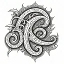 tattoo stencil design for "Brooklyn Expressionism" arranged to form the letter "B" tattoo design idea