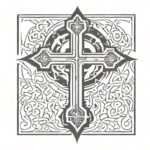 catholic cross tattoo design idea