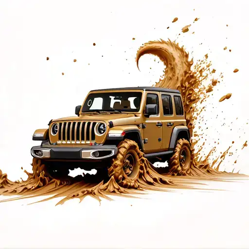 jeep in mud happily tattoo design idea