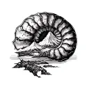 ammonite and mountain landscape tattoo tattoo design idea