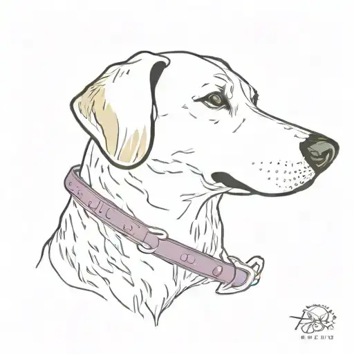 dog memorial tattoo with stuffed mallard duck and a spiked purple and teal spiked collar. watercolour  tattoo design idea