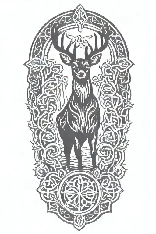 celtic deer silhouette tattoo design idea