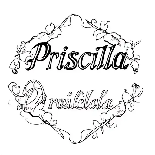 Create the name Priscilla in Chicano Lettering with Shadows tattoo design idea