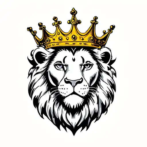 lion wearing a crown tattoo design idea