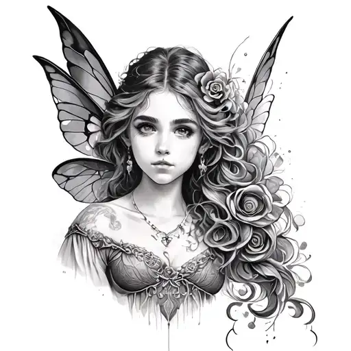 Create a sketch of tattoos on fan fiction “20 meters above the sky” on the fandom once in a fairy tale, where you are the main characters tattoo design idea