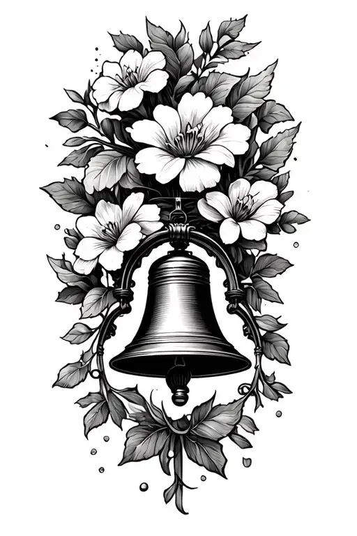 church bell flowers tattoo design idea