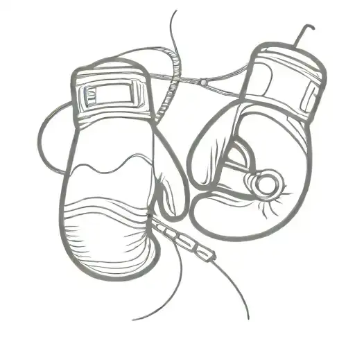 boxing gloves fishing rod casting a line tattoo design idea
