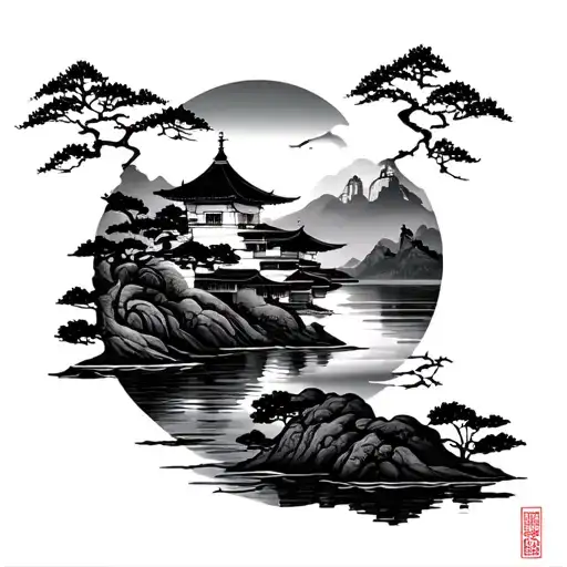 japanese scenery tattoo tattoo design idea