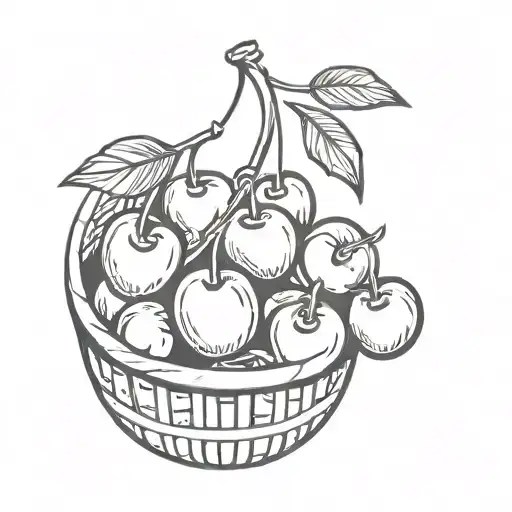 cherry fruit basket overflowing tattoo design idea