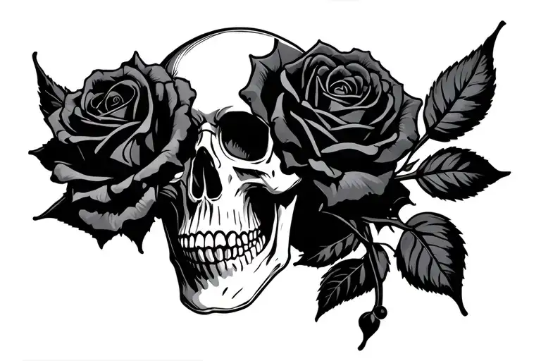 suicide, skull, black rose, kill yourself, tattoo design idea