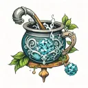 crystal and cauldron tattoo design idea