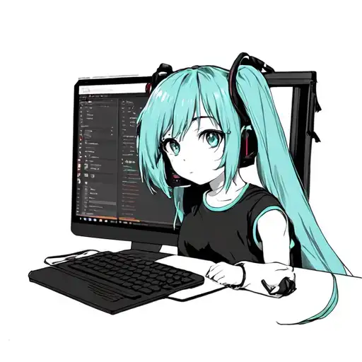 Miku on a computer tattoo design idea