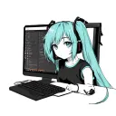 Miku on a computer tattoo design idea