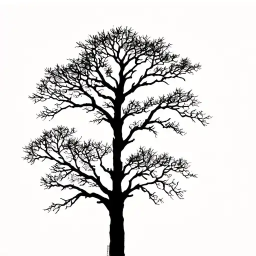 tree silhouette winter no leafs growing tattoo design idea