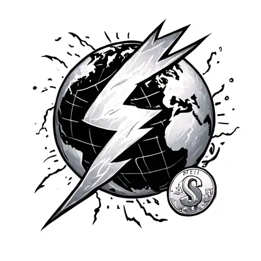 lightning bolt with change the world going though  tattoo design idea