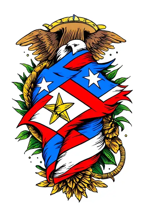 Puerto Rico flag intertwined tattoo design idea