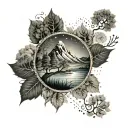 An intricate mandala design incorporating elements of nature like trees, mountains, and oceans, reflecting the client's love for life and nature tattoo design idea