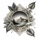 An intricate mandala design incorporating elements of nature like trees, mountains, and oceans, reflecting the client's love for life and nature tattoo design idea