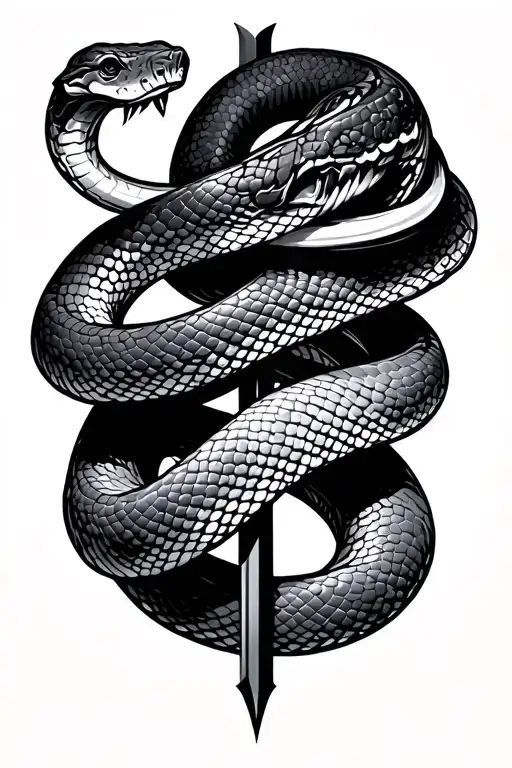 coral snake wrapped around arrow design tattoo design idea