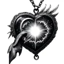 supernova Aquarius Sagittarius heart shaped locket tattoo design idea