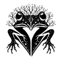 abstract tree toad using negative space tattoo design idea