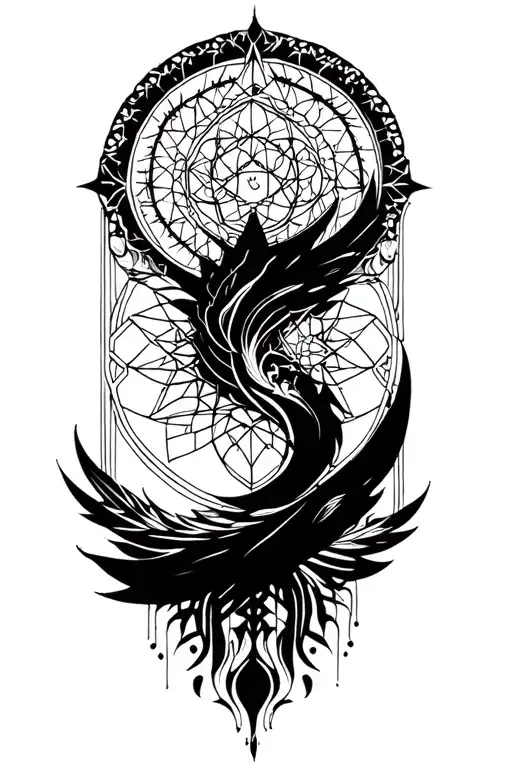 dark Sacred geometry mandala design incorporating elements tattoo design idea