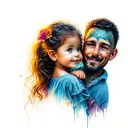 dad and dauther  with son tattoo design idea