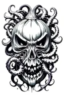 jack o lantern, tentacles, eldritch, deep space tattoo design idea