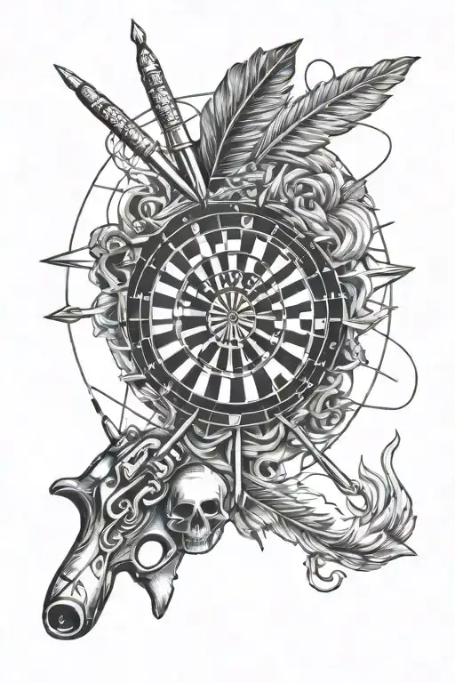Darts, music, hunting, shooting tattoo design idea