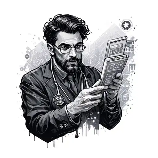 Rich Or Risk written data scientist surrounded tattoo design idea