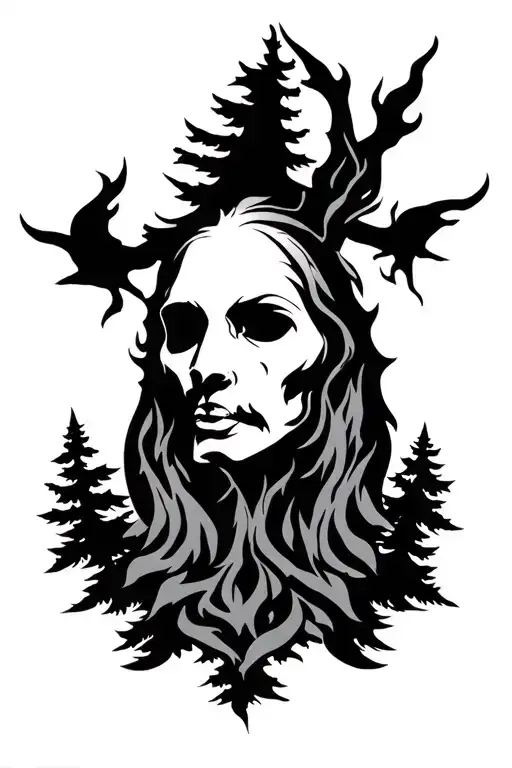 pagan symbolism wilderness tattoo design idea