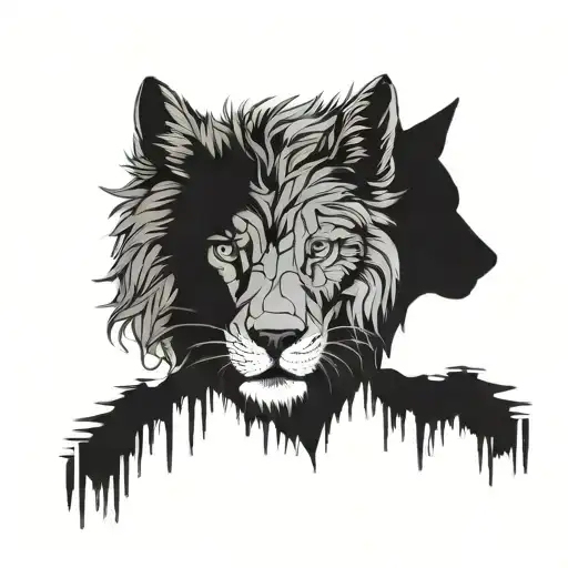 half lion face and half wolf face tatoo design tattoo design idea