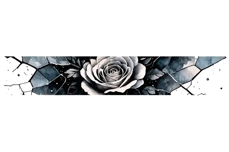 massive watercolor design of a rose of shattered glass tattoo design idea