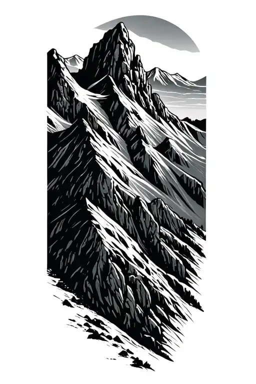 rock mountain range silhouette tattoo design idea