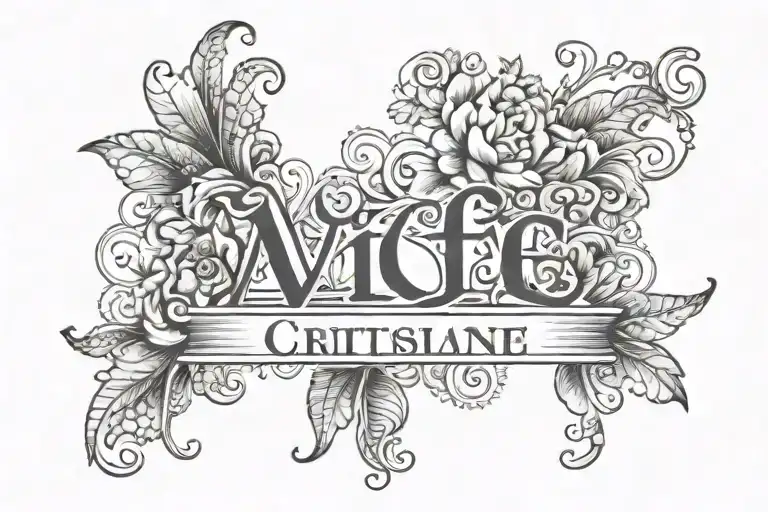 wife name tattoo cristiane storck schwalm ortiz wedding date 02.12.2023 tattoo design idea