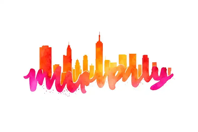 Chicago skyline inside the name Murphy tatto design tattoo design idea